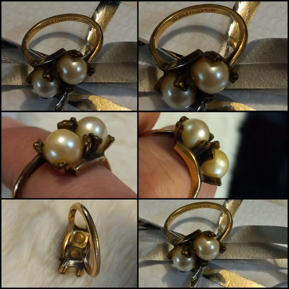 10KT Gold Filled Faux Pearl Bypass Ring